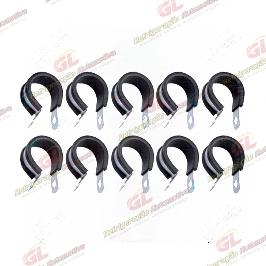Abraçadeira de Aço/Borracha 19x25 p/ Mangueira de 10mm - Pacote Com 10 Pçs