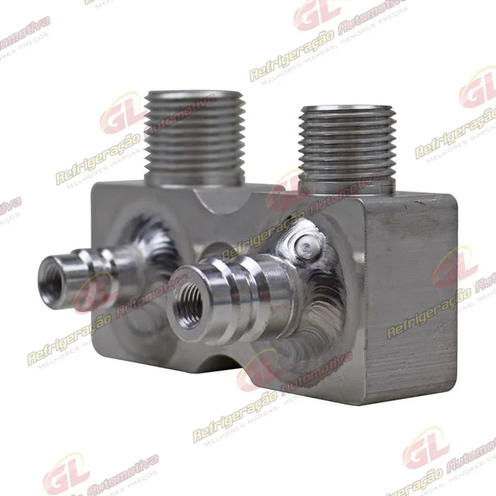 Válvula Conector com Válvula de Serviço Compressor Harrison Chevrolet Corsa com Serviço R134a - Alumínio