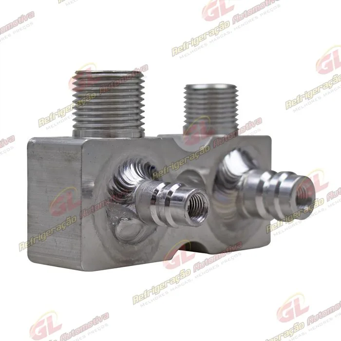Válvula Conector com Válvula de Serviço Compressor Harrison Chevrolet Corsa com Serviço R134a - Alumínio — foto 2