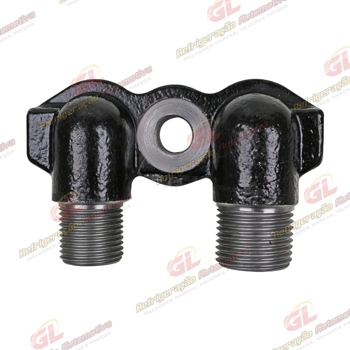 Conector de Descarga e Sucção da Tampa Traseira Compressor Seltec / Sanden - Aço — foto 4