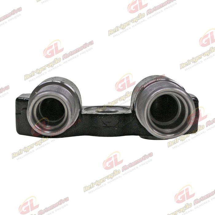 Conector de Descarga e Sucção da Tampa Traseira Compressor Seltec / Sanden - Aço — foto 6