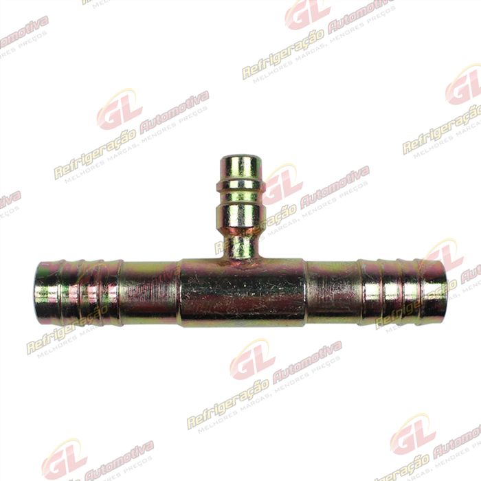 Emenda 12mm Aço c/ Válvula de Serviço R134a s/ Clip