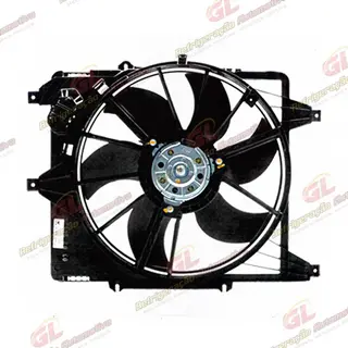 Eletroventilador do Radiador c/ Defletor Renault Clio AG/ Kangoo 1.0/1.6 1996>/ Logan/ Sandero 1.0/1.6 2007 Até 2013/ Symbol 1.6 2009 Até 2013 Equipamento Valeo - 12 Volts
