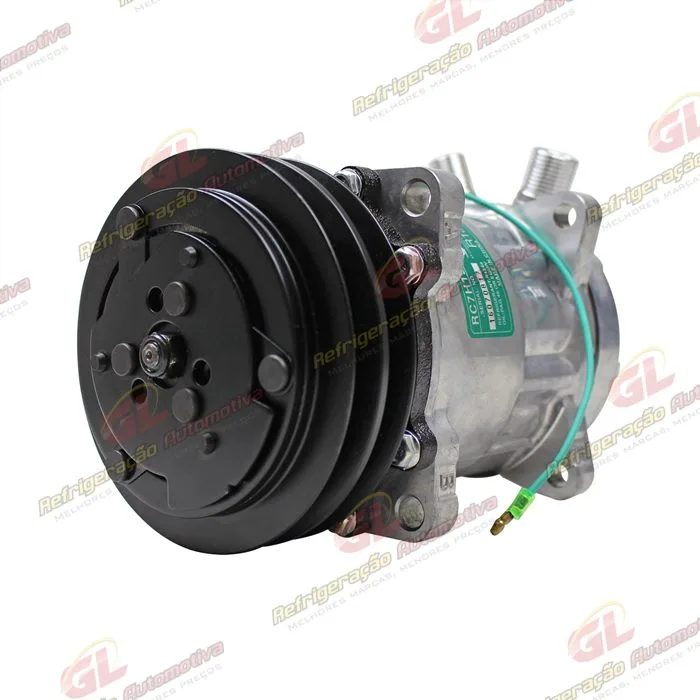 Compressor Modelo AA7H15AA 8 Orelhas - 24 Volts Polia 2A 132mm Saida Vertical 200cc Máquina New Holland / Máquina Empilhadeira Kalmar DRF450 R134a — foto 2