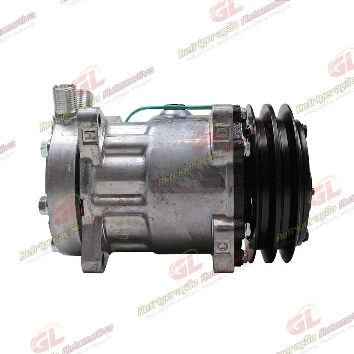 Compressor Modelo AA7H15AA 8 Orelhas - 24 Volts Polia 2A 132mm Saida Vertical 200cc Máquina New Holland / Máquina Empilhadeira Kalmar DRF450 R134a — foto 5