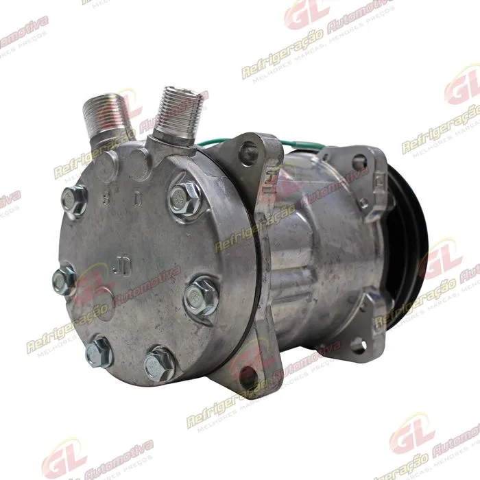 Compressor Modelo AA7H15AA 8 Orelhas - 24 Volts Polia 2A 132mm Saida Vertical 200cc Máquina New Holland / Máquina Empilhadeira Kalmar DRF450 R134a — foto 6