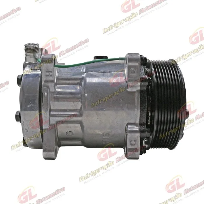 Compressor Modelo Sanden AA7H15AA 8 Orelhas 200cc Caminhão MAN TGX 2010 > / Meteor Motor MAN 2020 > - 24 Volts Polia 8pk 119mm R134a OEM: 2V3820803/ 2V5820803B — foto 5