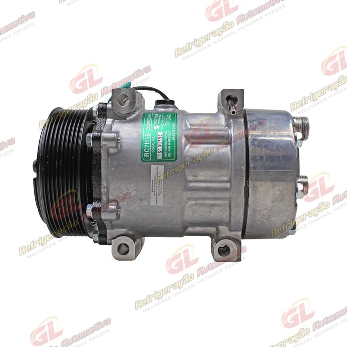 Compressor Modelo AA7H15AA Parafuso Passante Descarga/Sucção Traseira O'ring - 24 Volts Polia 8pk 119mm