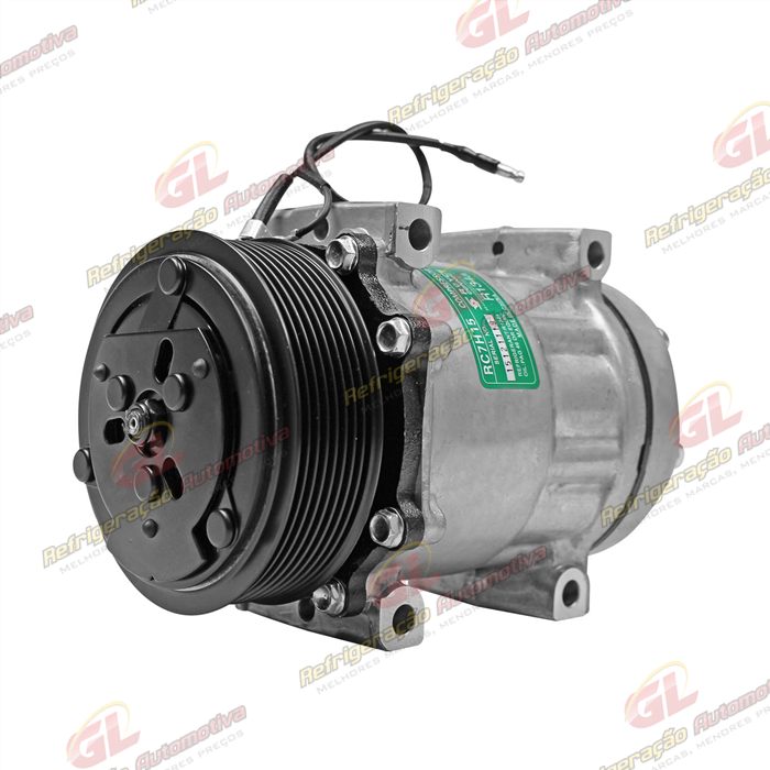 Compressor AA7H15AA Parafuso Passante Descarga/Sucção Traseira Engate - 12 Volts Polia 8pk 119mm — foto 2