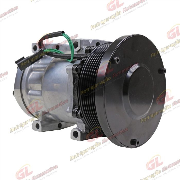 Compressor AB7H15AB 4769 Máquina Caterpillar D4E Parafuso Passante Saída p/ Pressostato - 24 Volts Polia 8pk 153mm OEM: 163-0872/ 394-9671/ 464-9988/ 277-7245 — foto 4