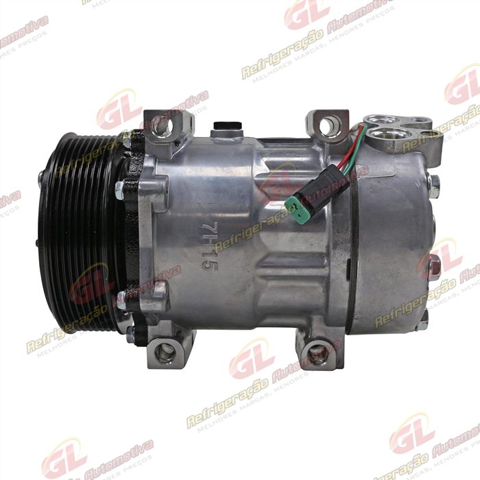 Compressor Modelo AA7H15AA 8290 Caminhão Scania Tração 8x4 2008 Até 2011 Série 5 PGR - 24 Volts Polia 8pk 120mm OEM: 1888033/ 1853081