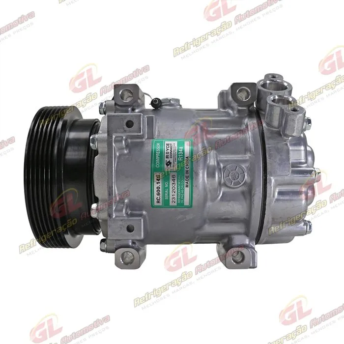 Compressor Modelo Sanden SD7V16 Renault Duster/ Clio/ Megane/ Scenic/ Kangoo/ Logan/ Sandero/ Nissan OEM: 8200802609 - 12 Volts Polia 6pk 125mm