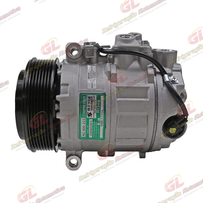 Compressor Modelo Denso 7SEU17C-PV7 Mercedes Benz Sprinter Lado Esquerdo Do Motor 2013 Até 2018/ C180/C200 2013 Até 2015/ Land Rover Discovery 3 2005/ Touareg V8/ Porsche Panamera - 12 Volts Polia 7pk 120mm