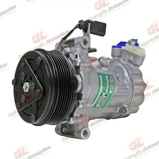 Compressor Modelo Sanden Volkswagen Saveiro 2014>/ Fox 2015>/ Voyage 2014>/ Gol 2014> Motor 1.6 MSI - 12 Volts Polia 6pk 110mm OEM: 5V0820803F/ 5U0820803F/ 6RD820803C