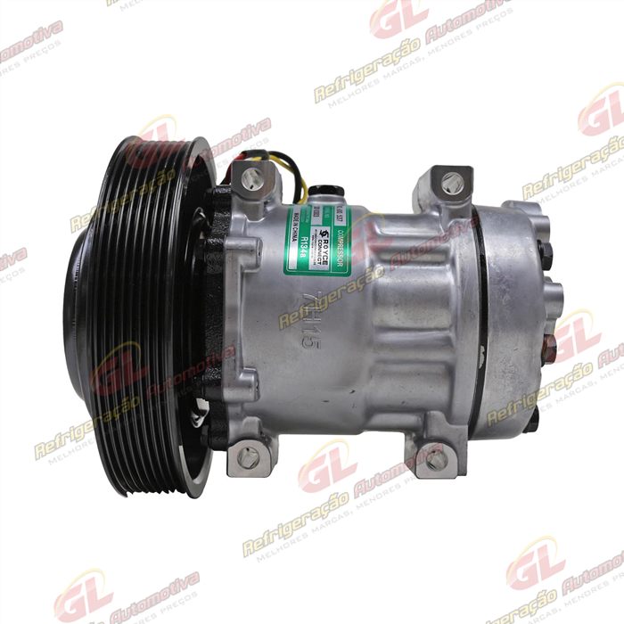 Compressor Modelo Sanden 5271A AB7H15AB Caminhão Volvo FH 2020> - 24 Volts Polia 8pk 180mm OEM: 84472607