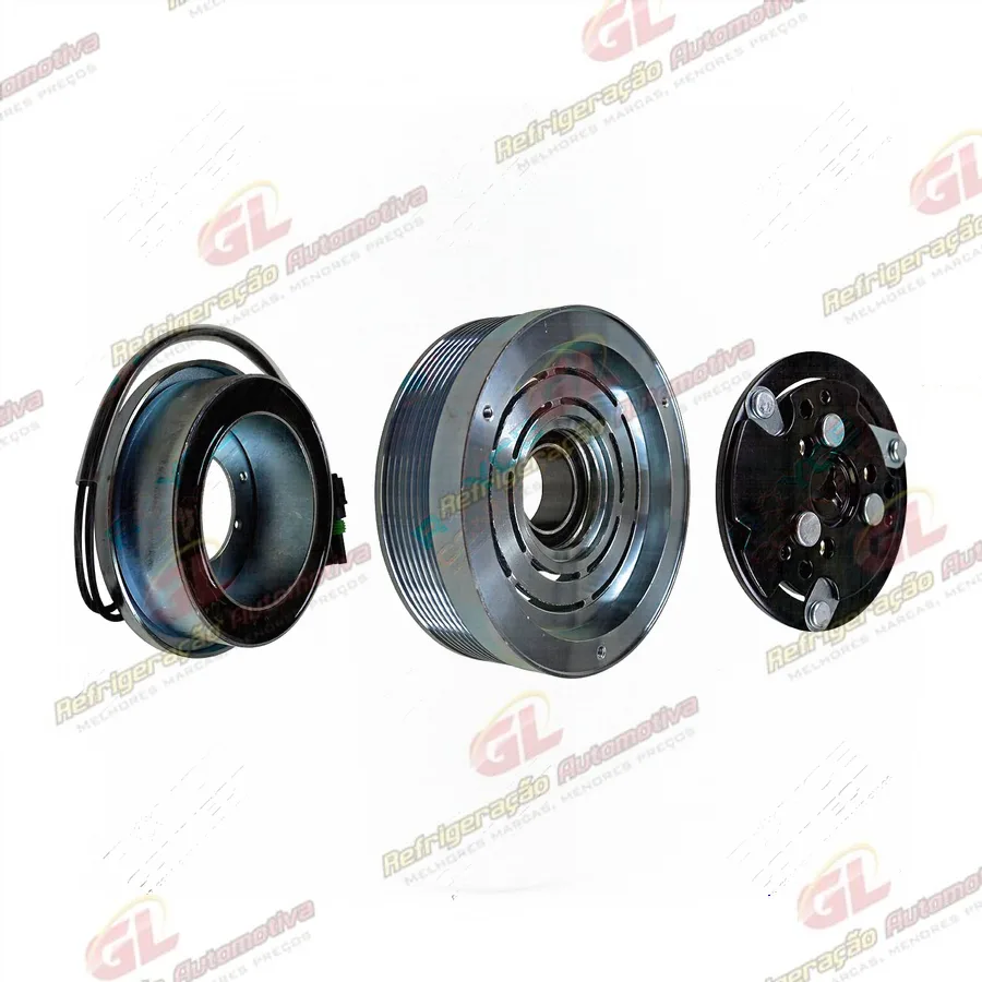 Conjunto de Embreagem do Compressor 7H15 U-4586/4768 Máquina Colheitadeira Case 8800 2013< / 8810 2017> Motor Iveco/ New Holland T8 - 12 Volts Polia 8pk 153mm