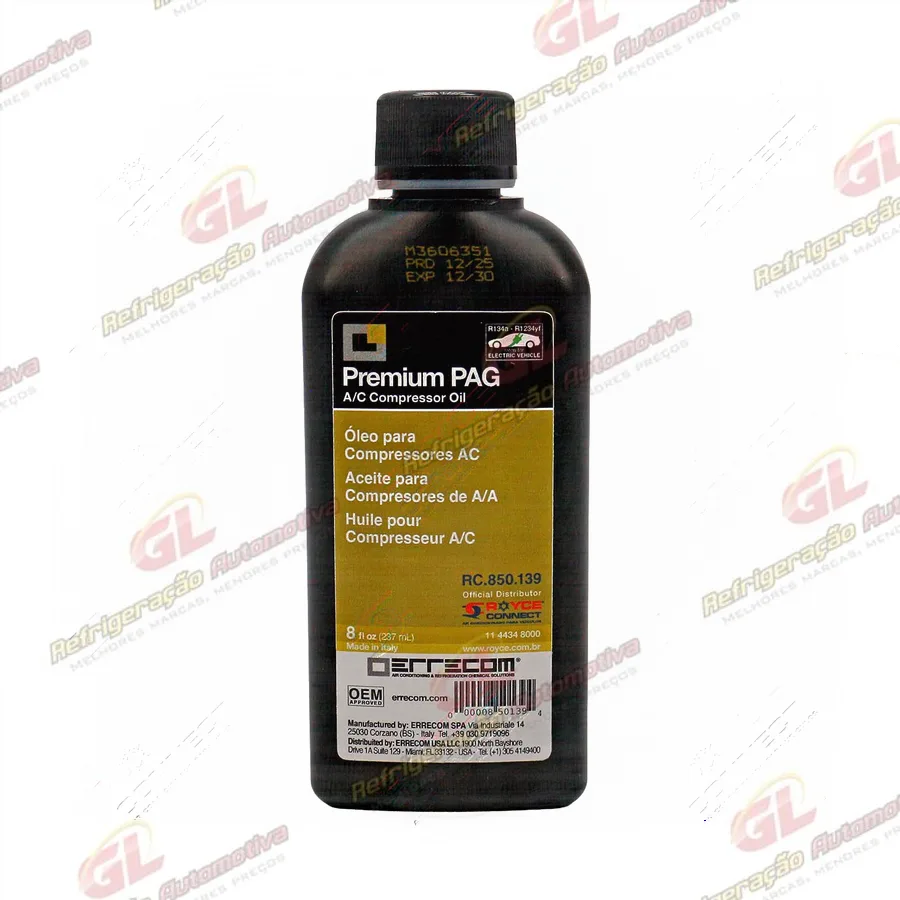 Óleo para Compressor ERRECOM R134a Premium PAG 237ml